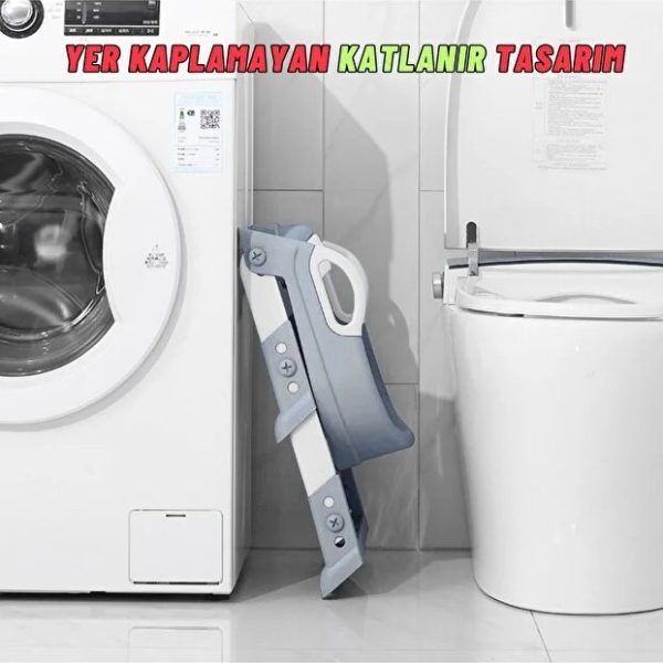 Gri Merdivenli Çocuk Klozet Tuvalet Eğitimi Aparatı  - 2